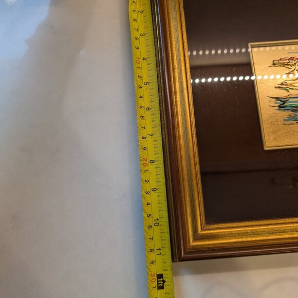 Vintage Italian Picture of sail boats along the coast on gold leaf and hand pain - Picture 10 of 11